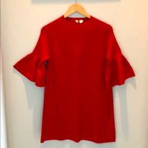 Hello lady in red dress